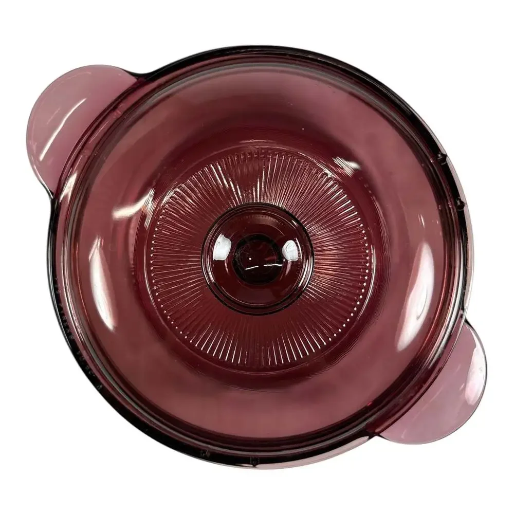 Vintage Visions Corning Cranberry Casserole Dish Dutch Oven 2.5 QT #1156 w/ LID